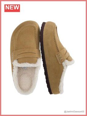 Genuine Suede Mocc for Women, Cozy Faux Shearling Lined House Shoes